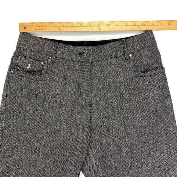 Per Se Pants Womens Sz 6 Tall Black White Shimmer Wool Straight Leg Flap Pockets - Picture 9 of 14